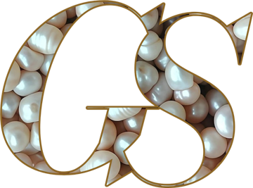 The Gilded Strand GS monogram, filled with freshwater pearls