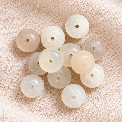 Milky white and peach rondelle semi-precious gemstones