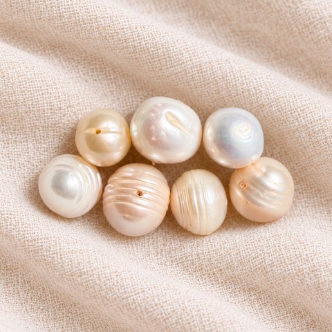 Large baroque freshwater pearls in cream and blush