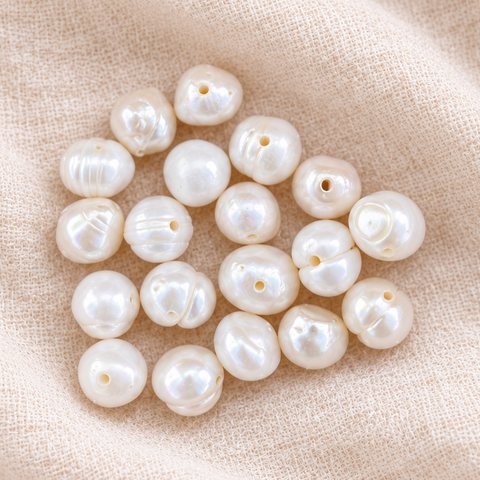 White near-round freshwater pearls